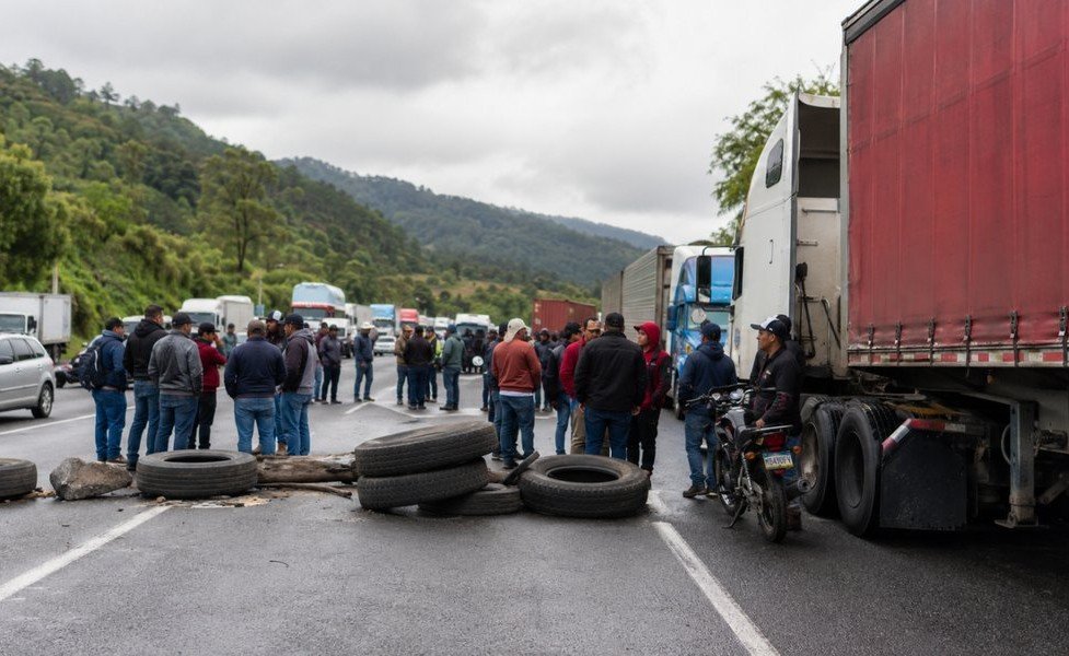 Transportistas bloquean carreteras en Guatemala por el alto precio de los combustibles